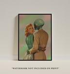 Retro Alien Abduction Art Print: Surreal Vintage Poster