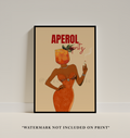 Aperol Spritz Cocktail Art Print: Retro Bar Cart Decor