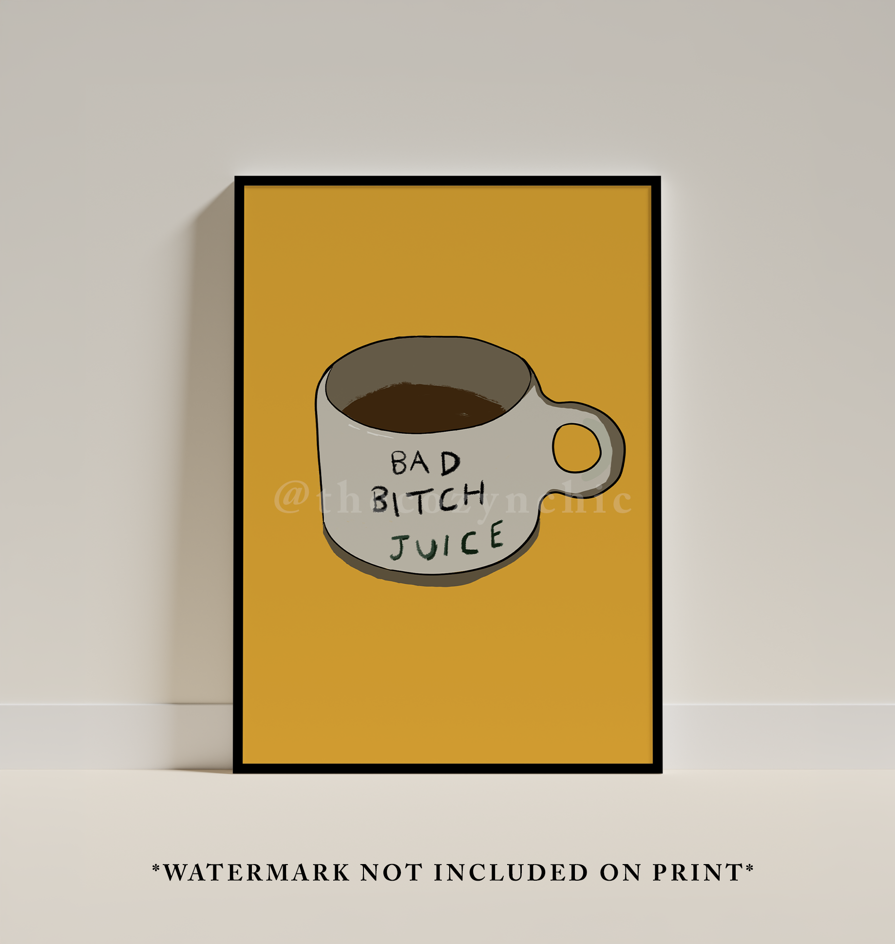 Funny Coffee Poster Print: Bad Bitch Wall Art, Dopamine Decor