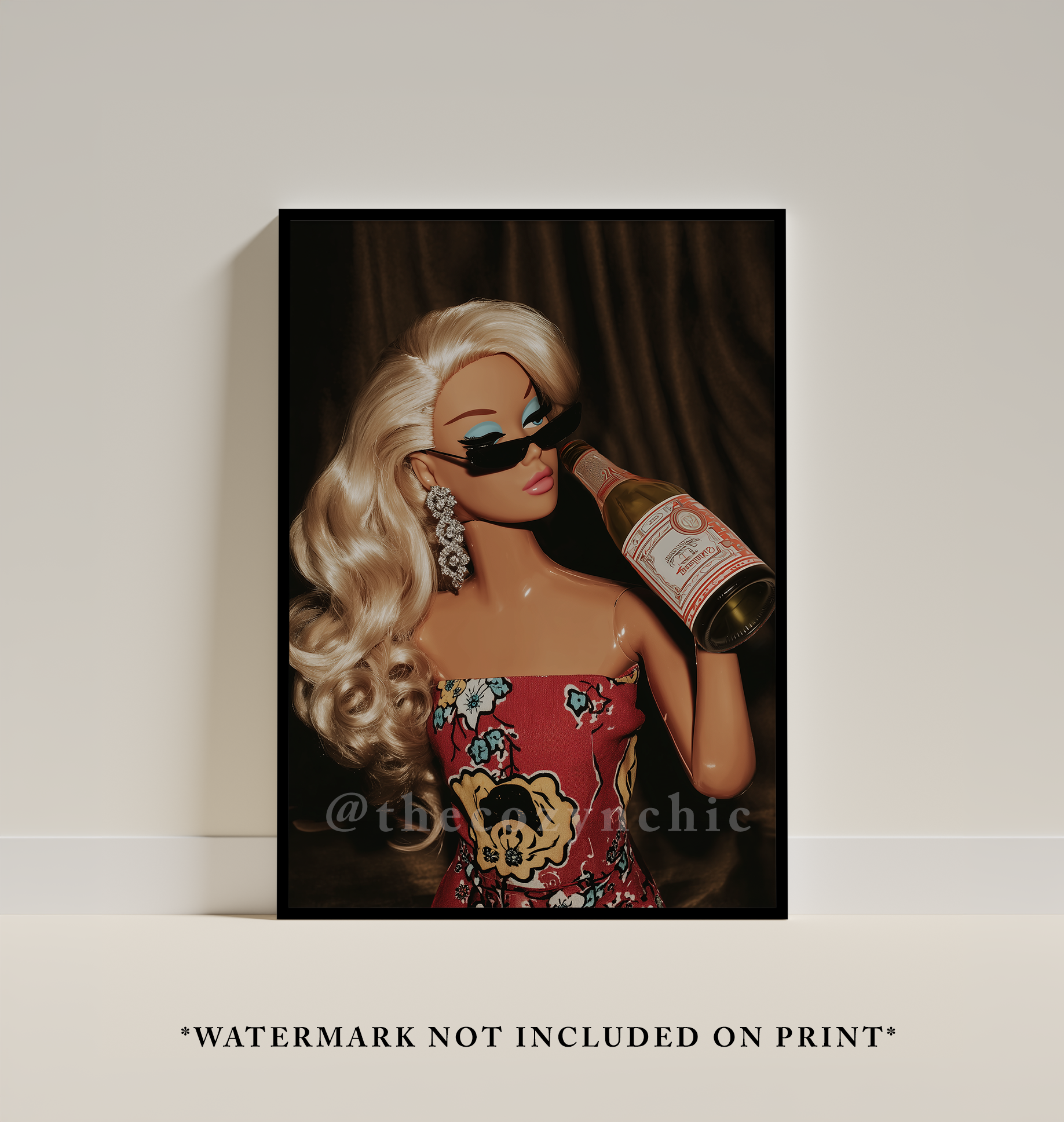 Retro Doll Poster, Bar Cart Decor, Vintage Girly Room Decor