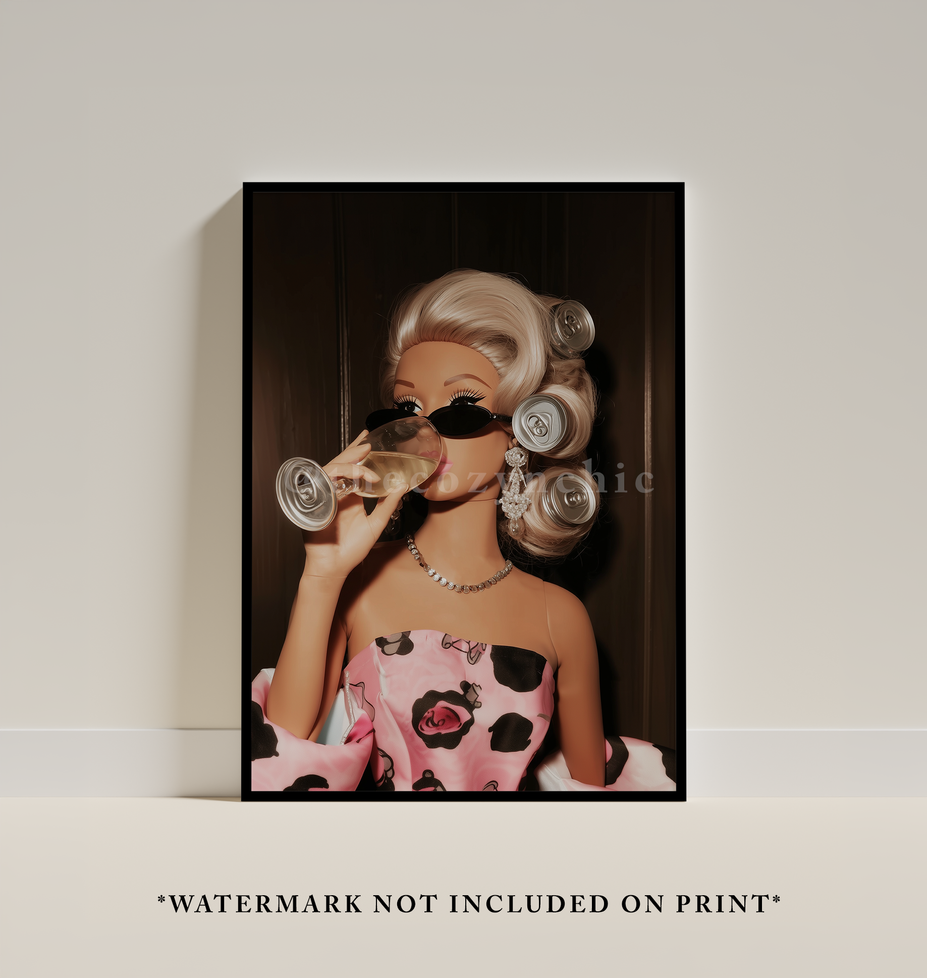 Vintage Fashion Doll Bath Print, Coquette Wall Decor, Pink Bathroom Poster
