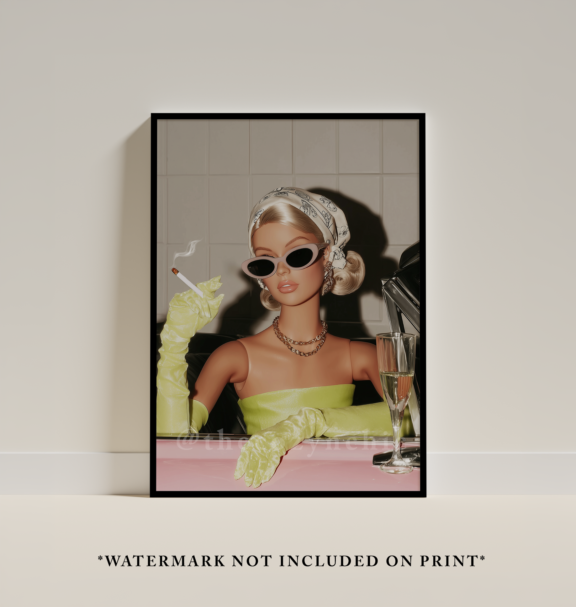 Vintage Fashion Doll Poster, Bar Cart Decor, Retro Girl Room Decor