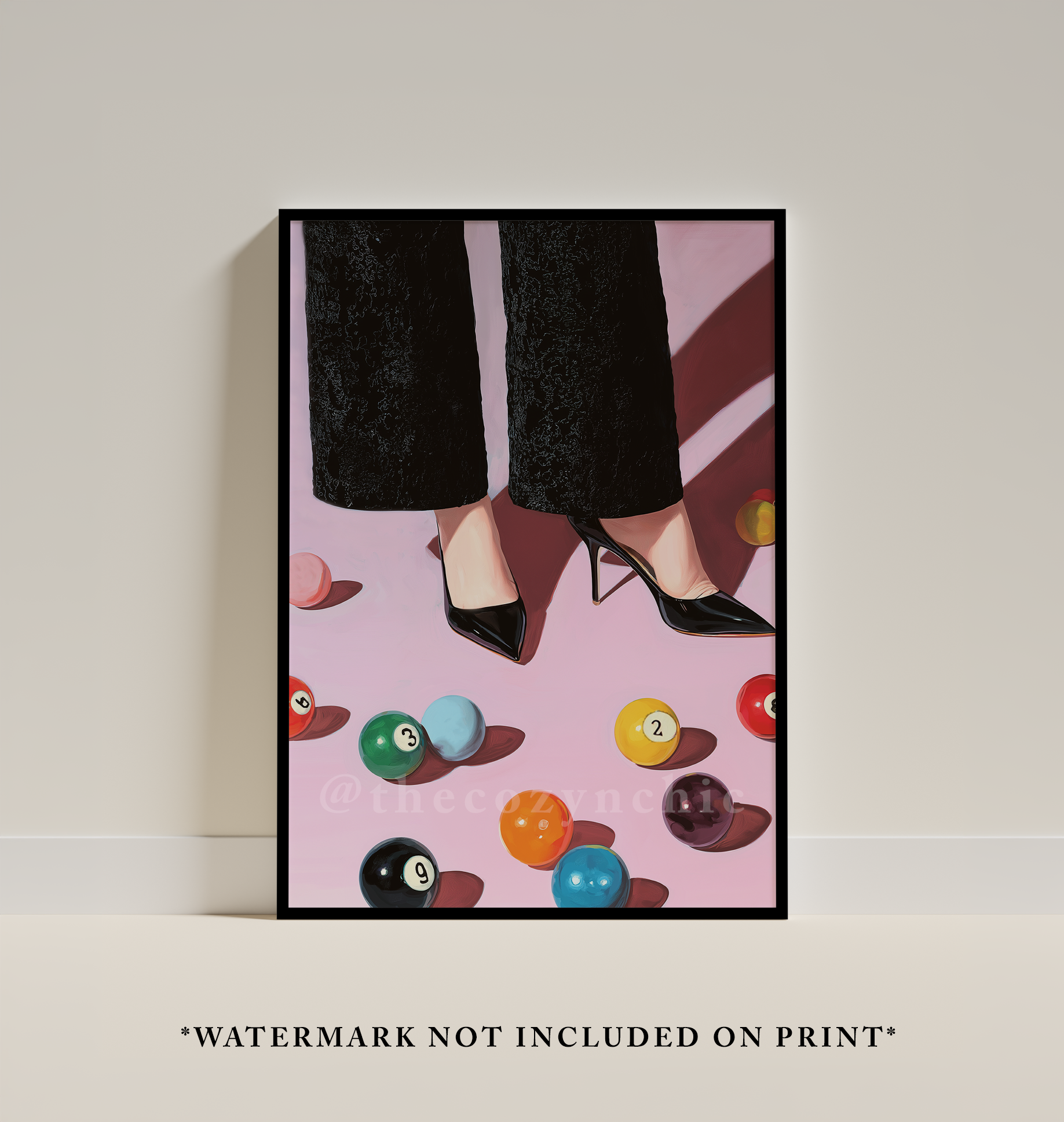 Retro Pool Art Print: 70s Style Billiards, Vintage Decor