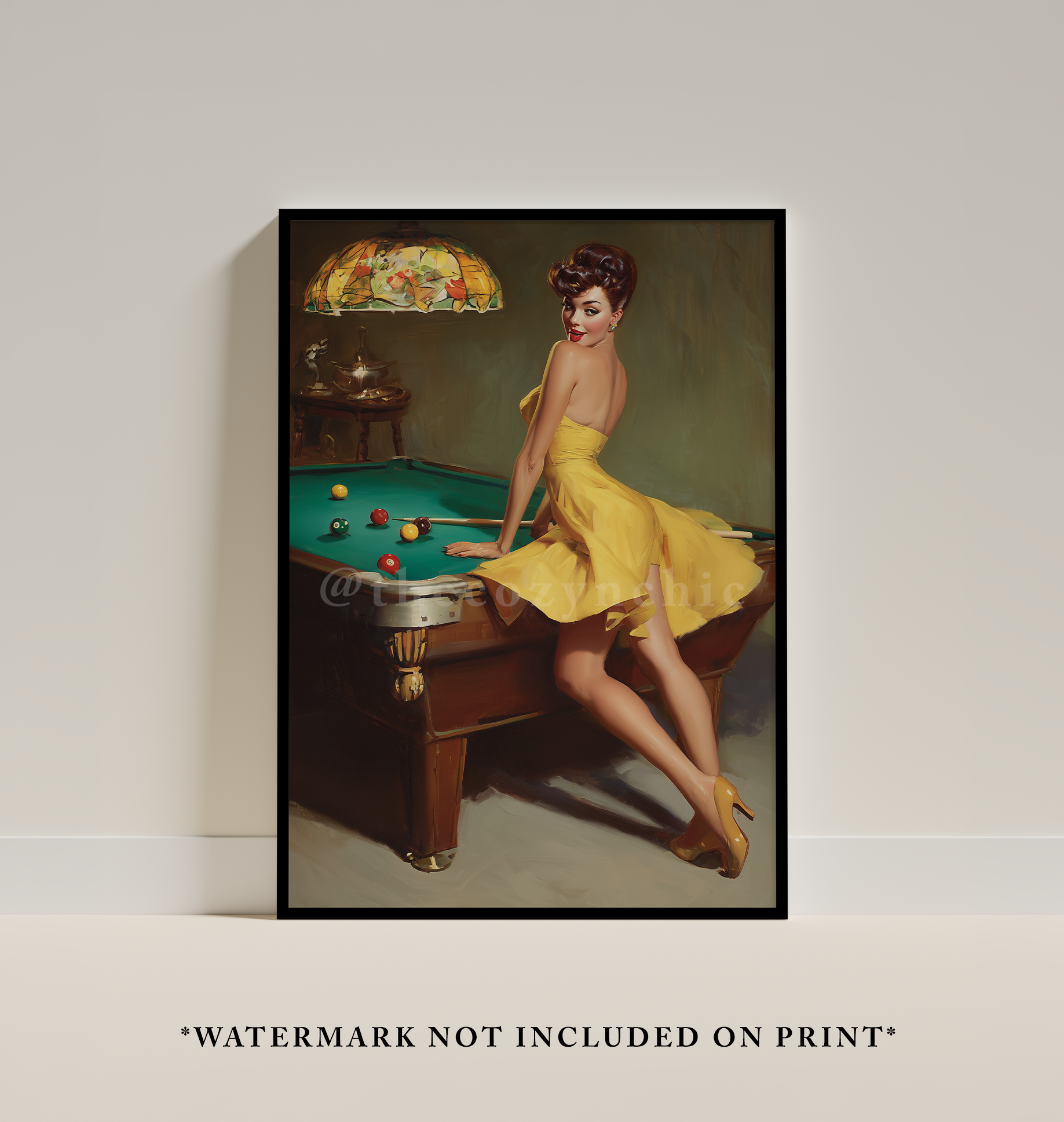 Retro Pool Art Print: 70s Style Billiards, Vintage Decor