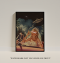 Surreal Goddess Art Print: Vintage Trippy UFO Poster