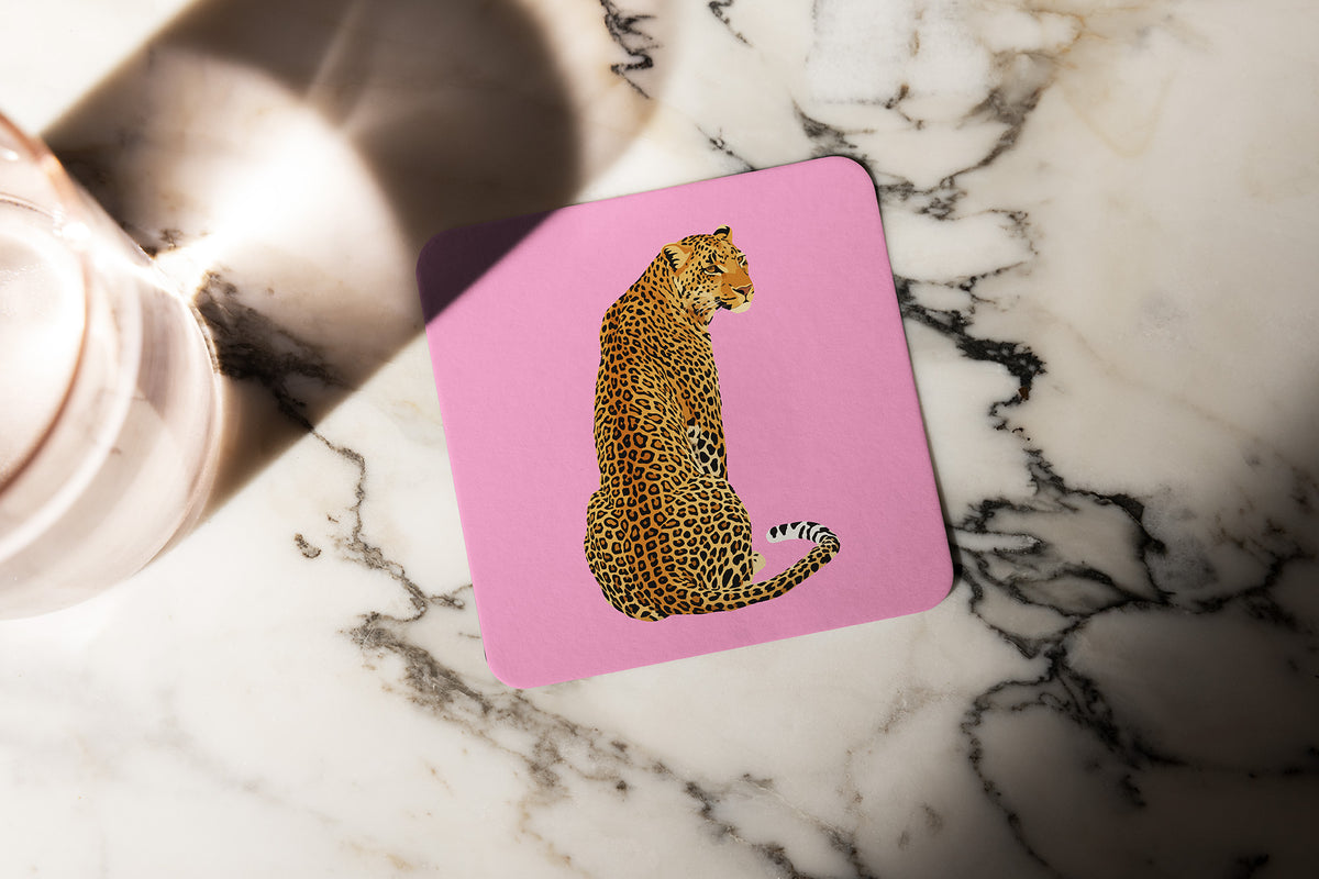 Pink Leopard Art Coaster