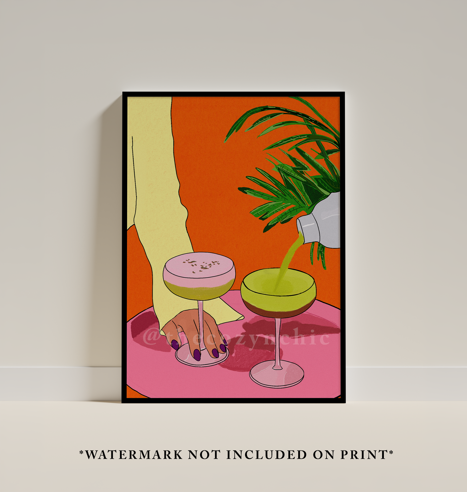 Cocktail Art Poster, Retro Bar Cart Decor, Vintage Digital Wall Art