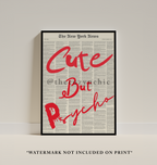 Retro Newspaper Poster: Pink Red Dorm Room Decor