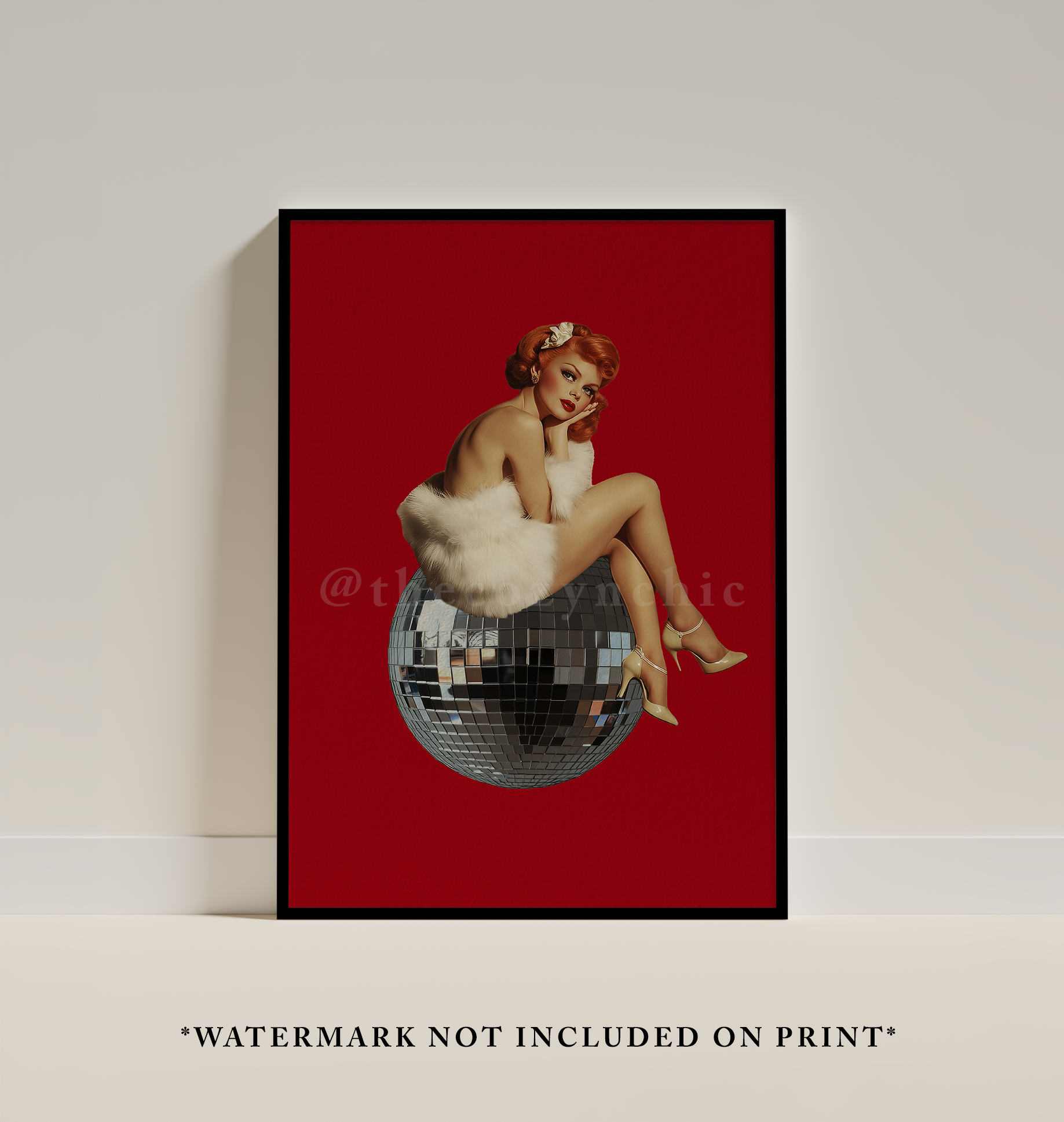 Retro Disco Ball Print: Vintage Bar Cart Wall Art