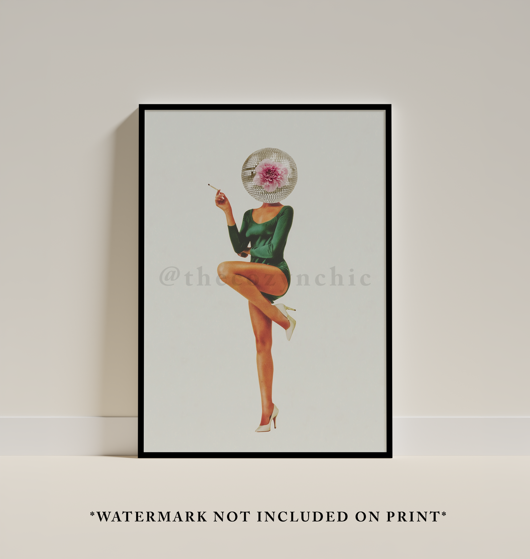Retro Disco Ball Head Art Print, Vintage Disco Ball Art Poster, Dopamine Decor Art, Apartment Aesthetic Decor, Trendy Wall Art