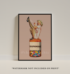 Retro Dopamine Pill Art Print: Surreal Collage Poster
