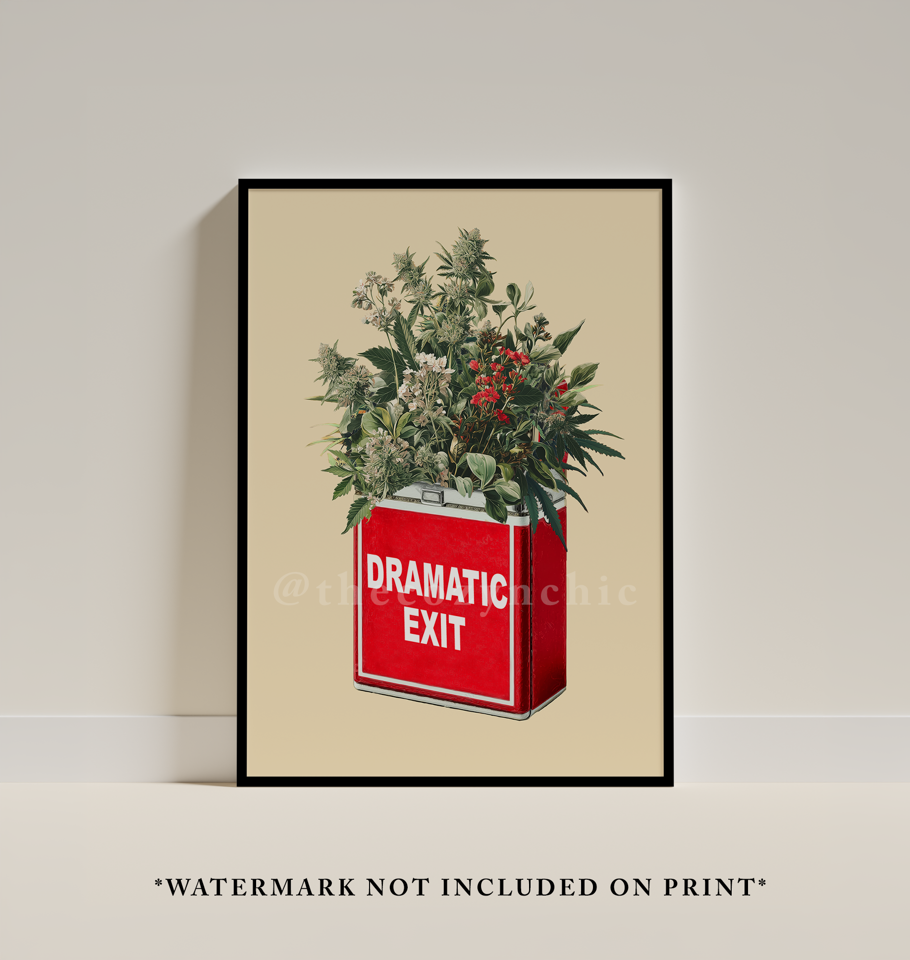 Vintage Wall Art Tobacco Weed Print, Cannabis Retro Pop Culture, Trendy Bar Cart Decor