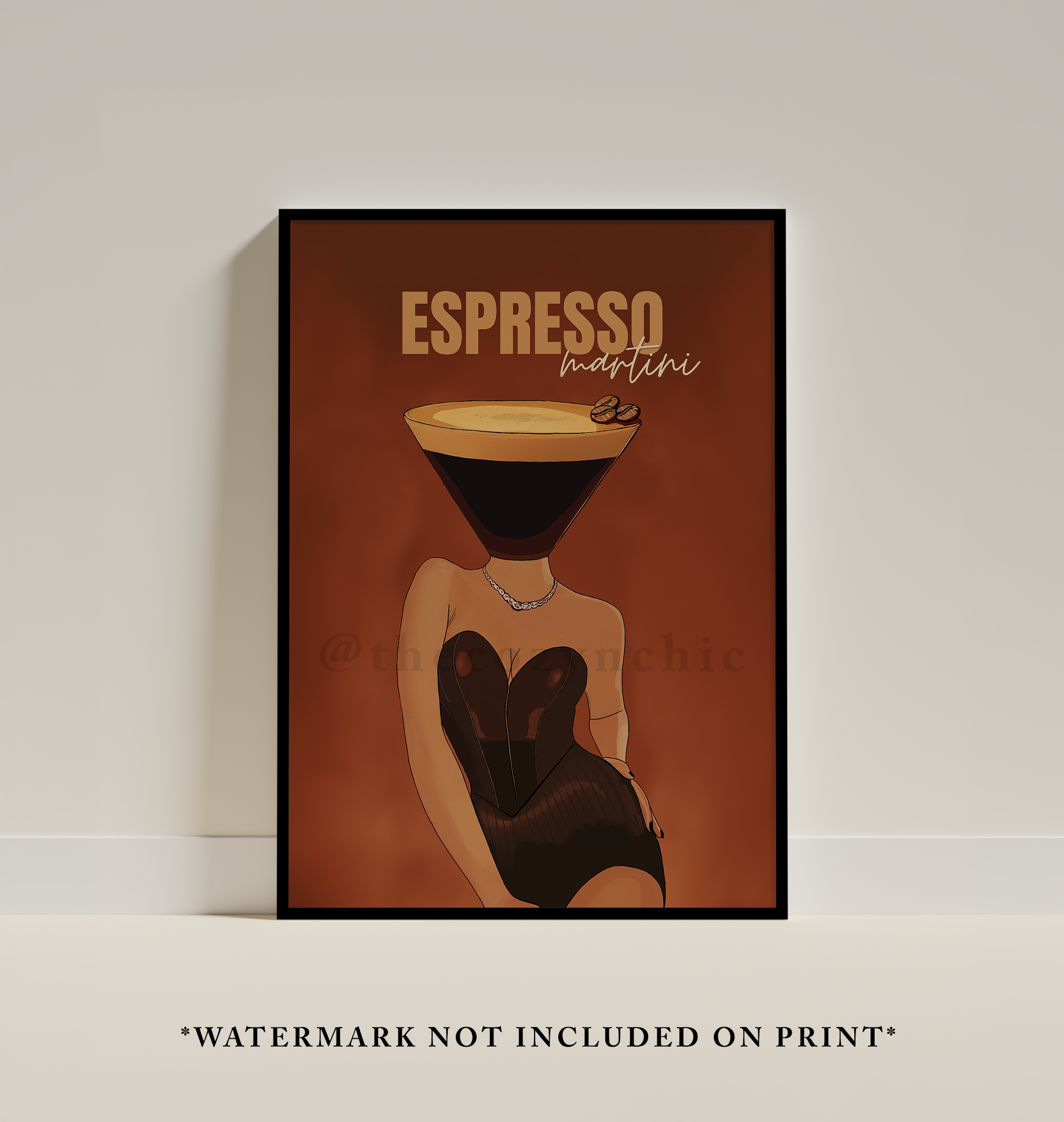 Espresso Martini Poster: Surreal Vintage Cocktail Wall Art