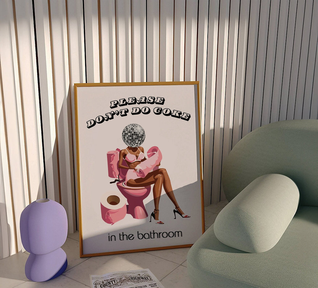 Disco Bathroom Art Print: Girly Hot Pink Dorm Decor image 8