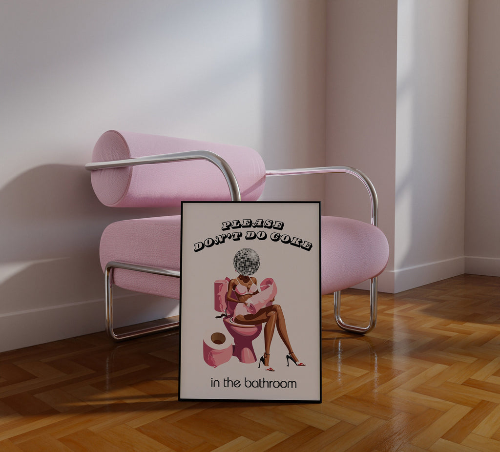 Disco Bathroom Art Print: Girly Hot Pink Dorm Decor image 2