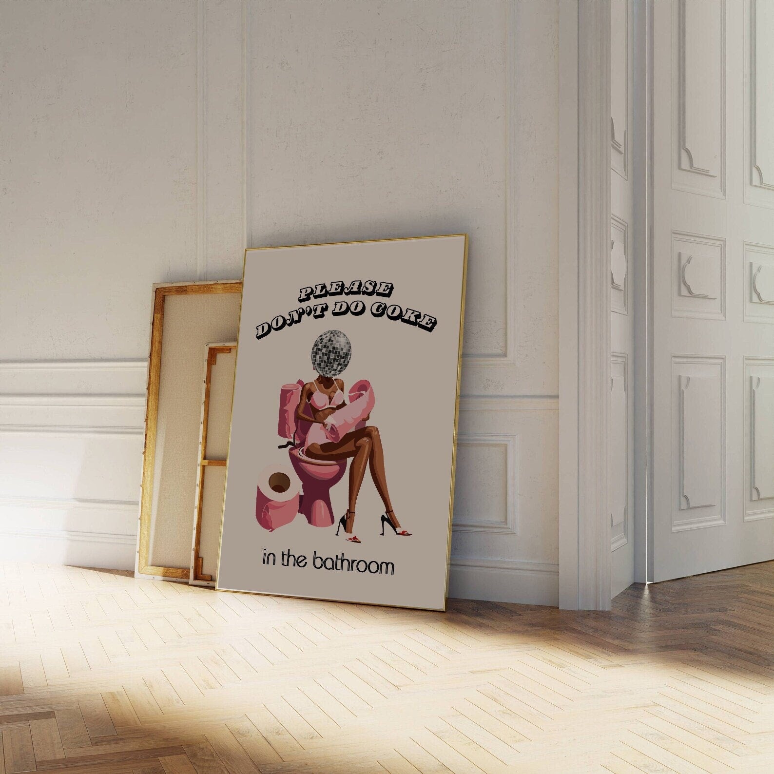 Disco Bathroom Art Print: Girly Hot Pink Dorm Decor image 4