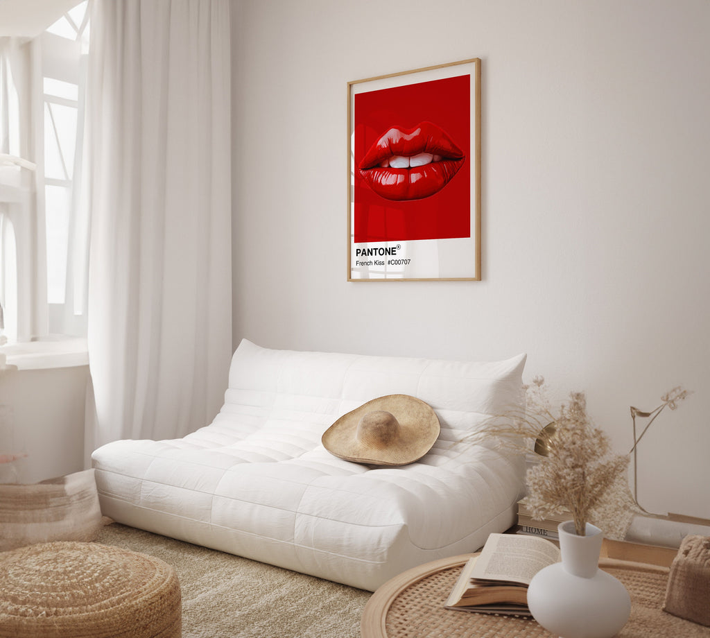 Red Lips Pantone Print: French Kiss Retro Wall Art image 4