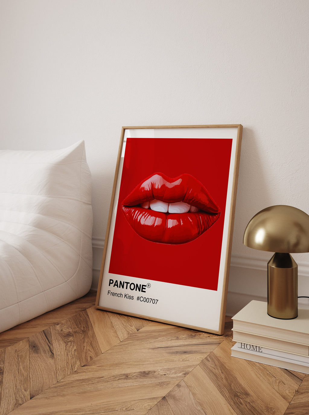 Red Lips Pantone Print: French Kiss Retro Wall Art image 2