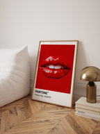 Red Lips Pantone Print: French Kiss Retro Wall Art image 2