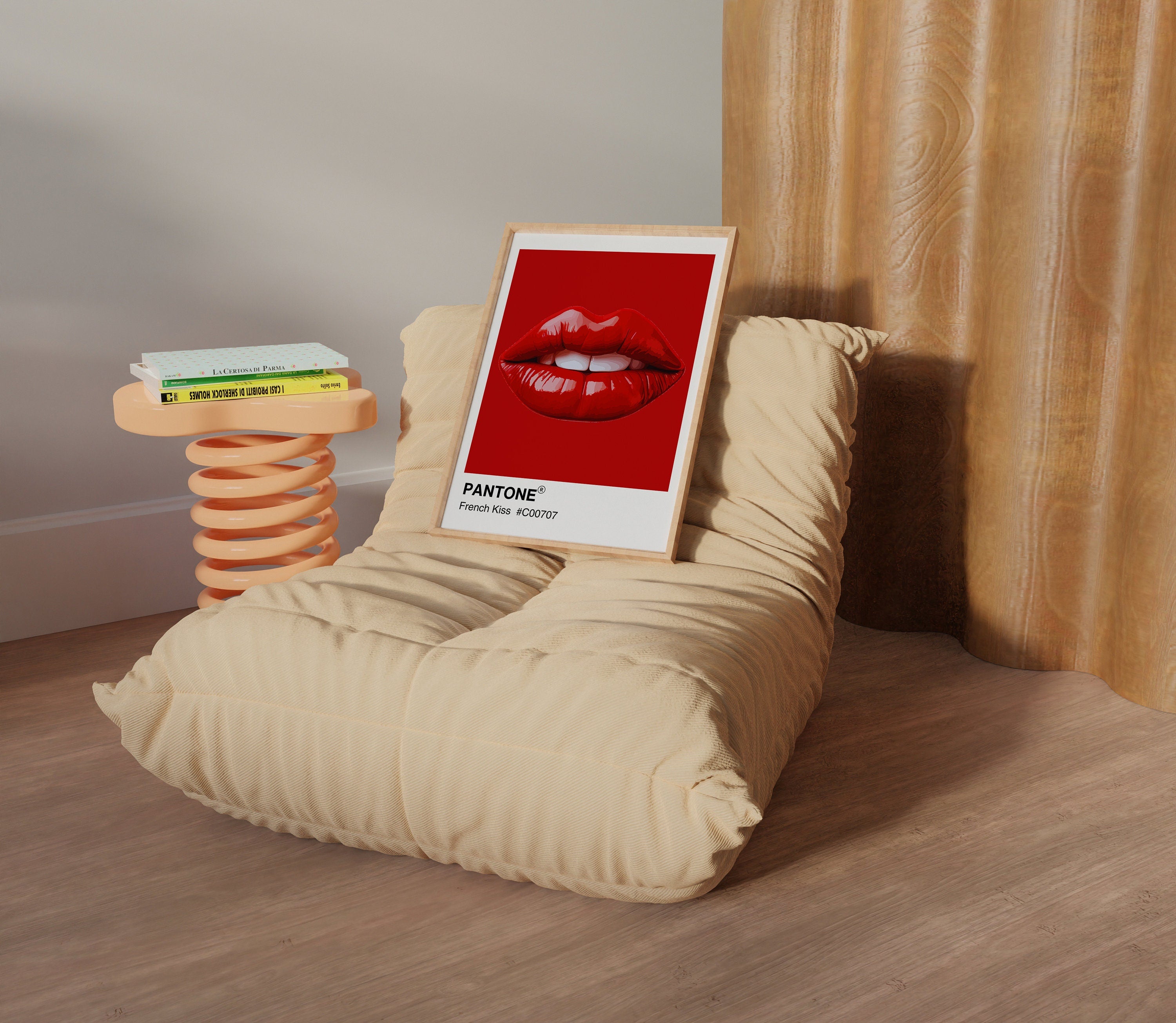 Red Lips Pantone Print: French Kiss Retro Wall Art image 9