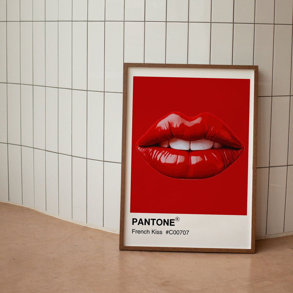 Red Lips Pantone Print: French Kiss Retro Wall Art image 6
