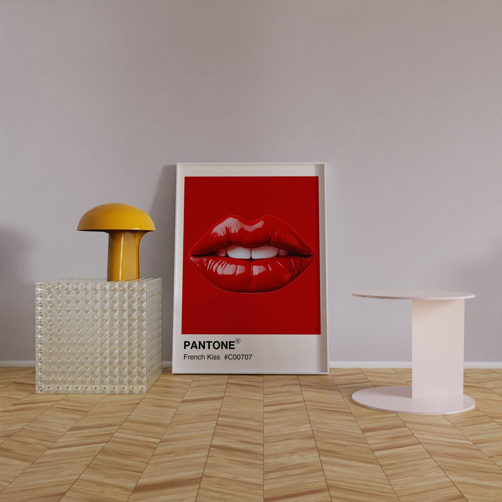 Red Lips Pantone Print: French Kiss Retro Wall Art - 5x7