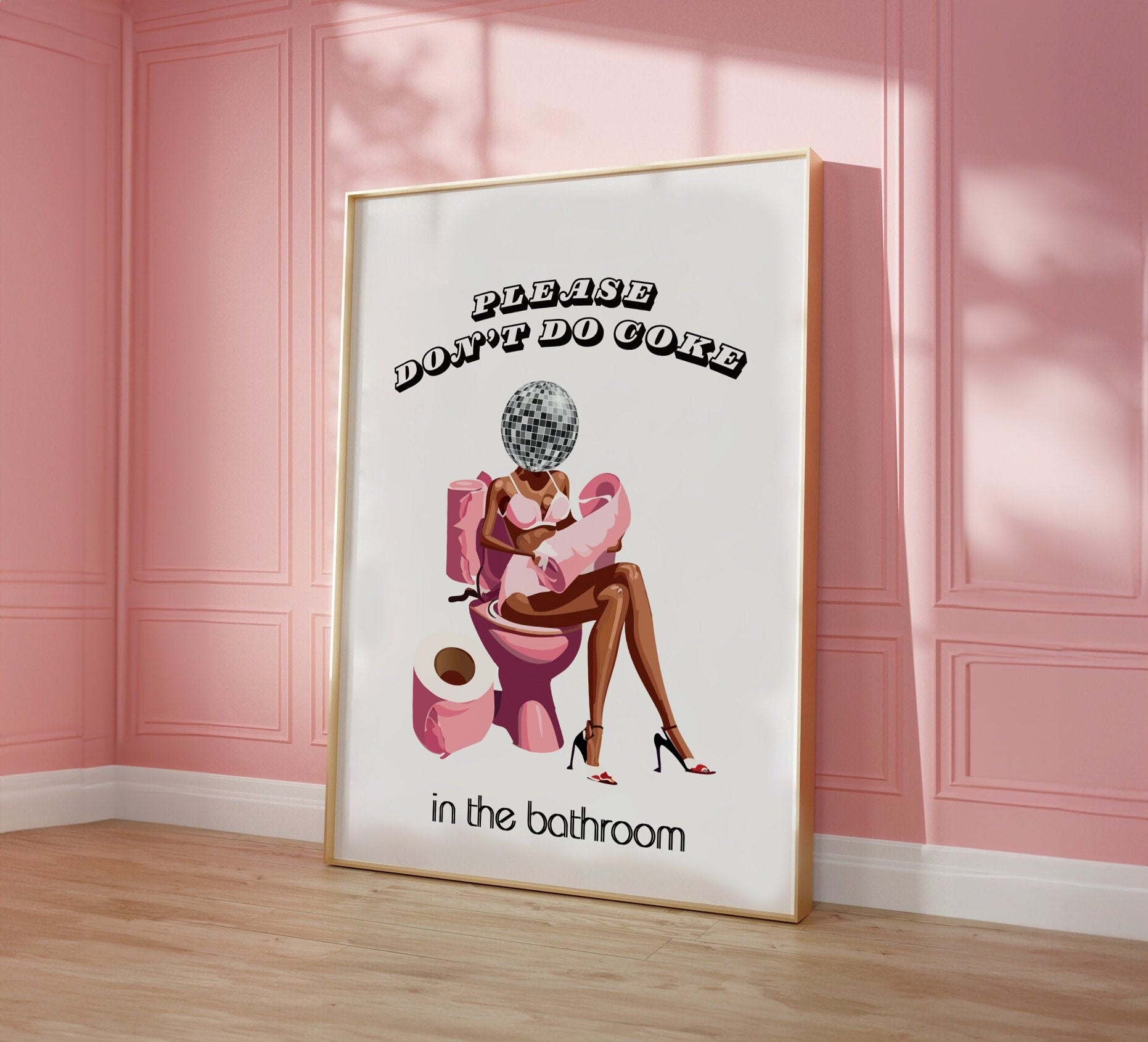 Disco Bathroom Art Print: Girly Hot Pink Dorm Decor image 6