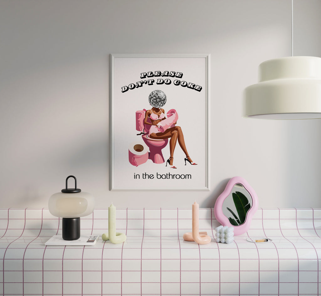 Disco Bathroom Art Print: Girly Hot Pink Dorm Decor image 5