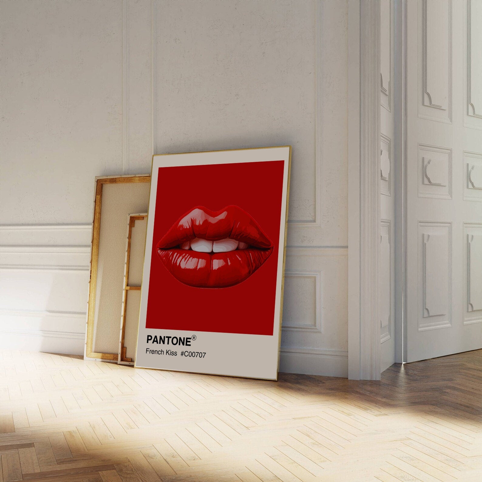 Red Lips Pantone Print: French Kiss Retro Wall Art image 8