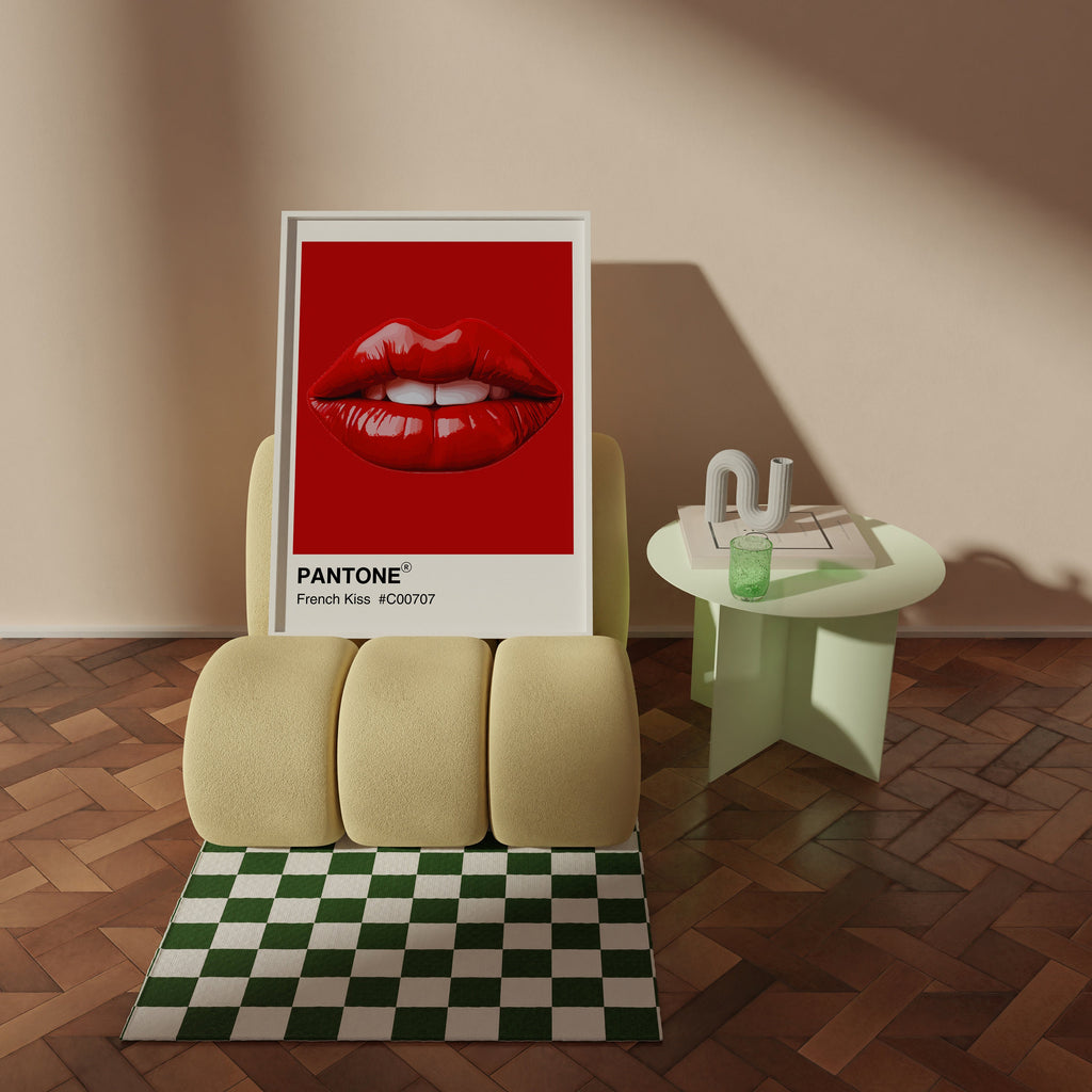 Red Lips Pantone Print: French Kiss Retro Wall Art image 3