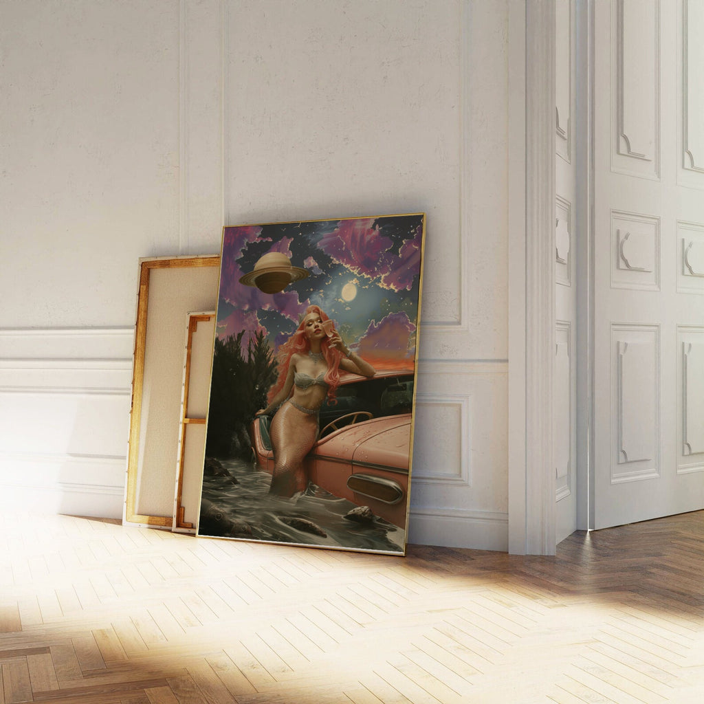 Surreal Mermaid Art Print: Cosmic Ocean, Sci-Fi Home Decor image 6