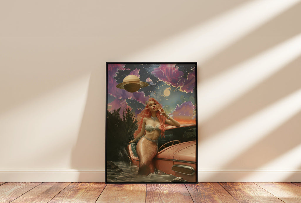 Surreal Mermaid Art Print: Cosmic Ocean, Sci-Fi Home Decor image 7