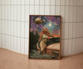 Surreal Mermaid Art Print: Cosmic Ocean, Sci-Fi Home Decor - 5x7