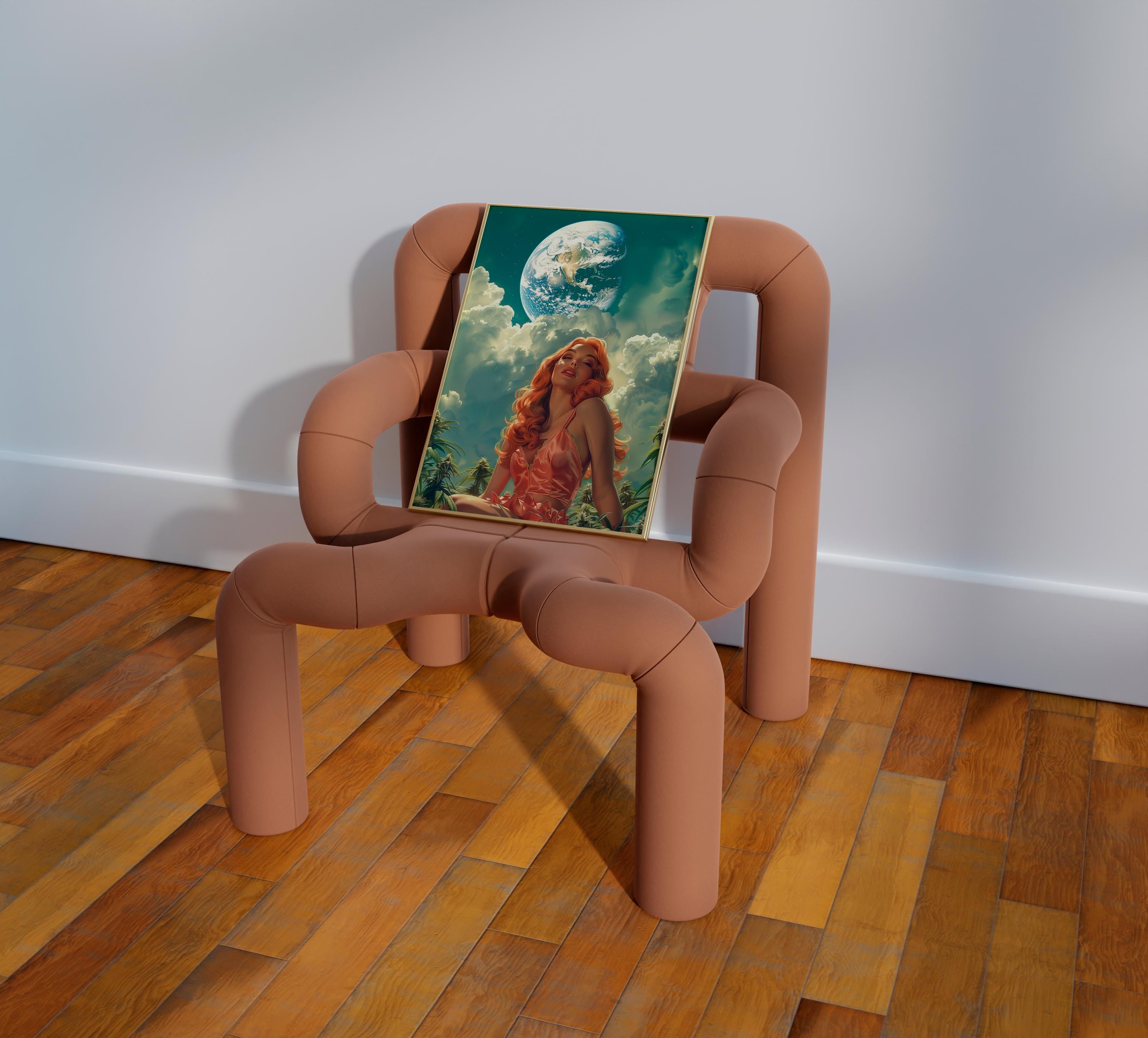 Surreal Cannabis Art Print: Retro Futuristic, Cosmic Woman image 7