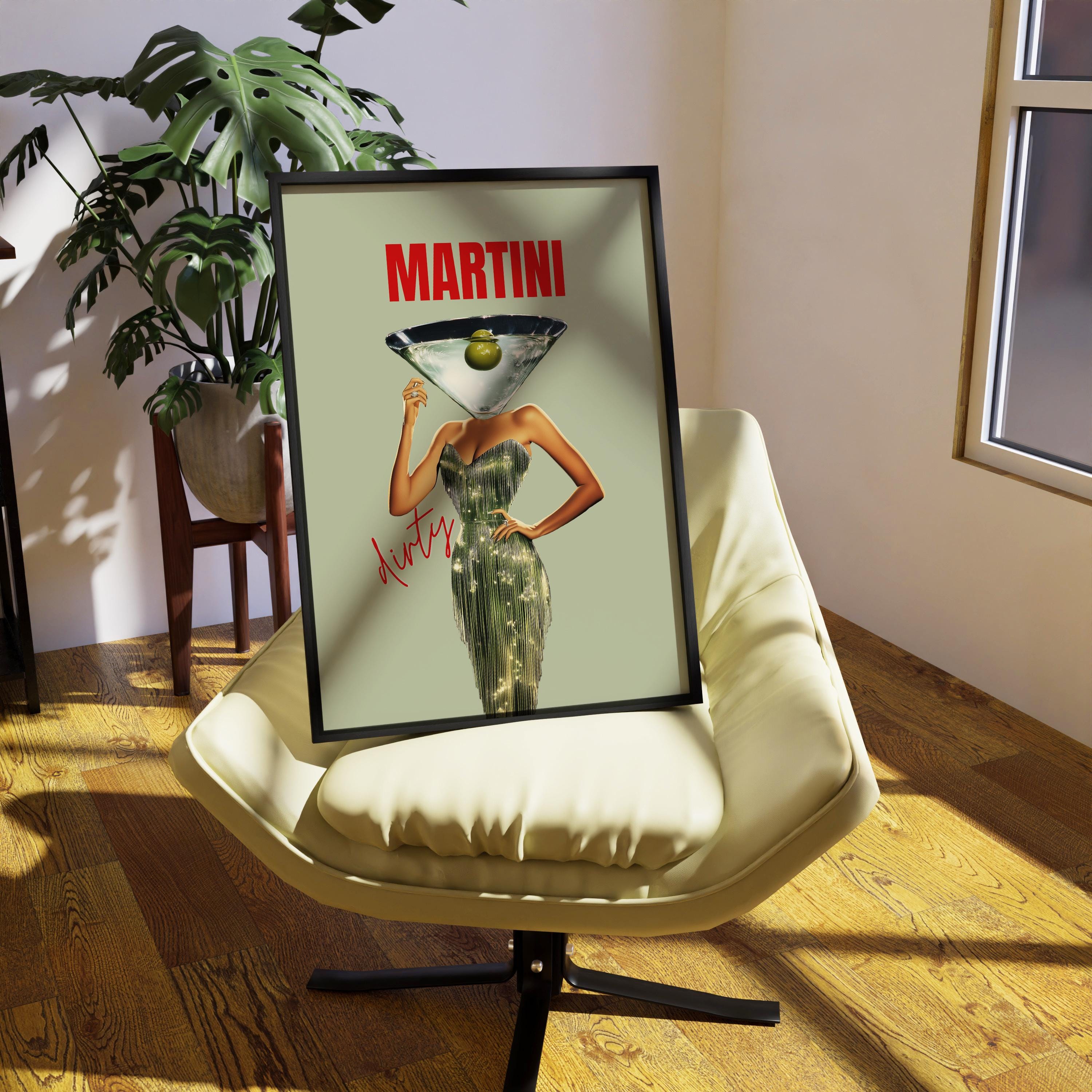 Dirty Martini Cocktail Art Print: Retro Bar Cart Decor image 3