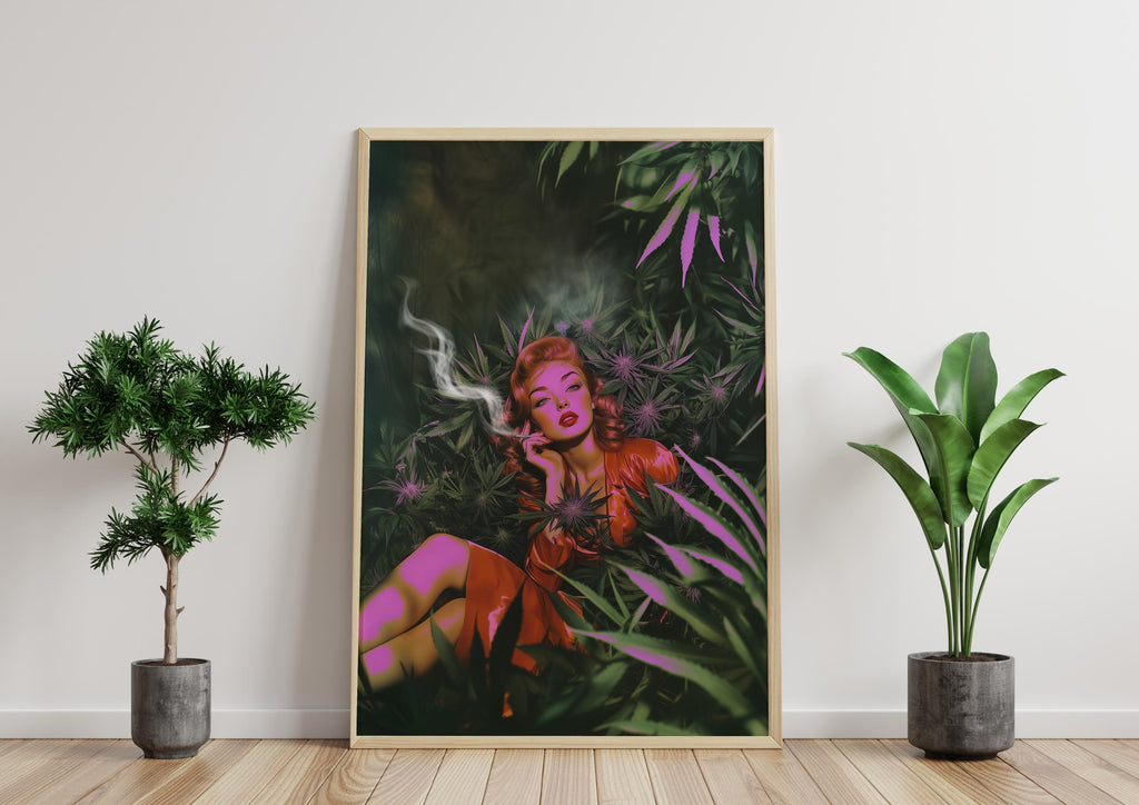 Surreal Vintage Cannabis Poster, Retro Futuristic Art Print image 6