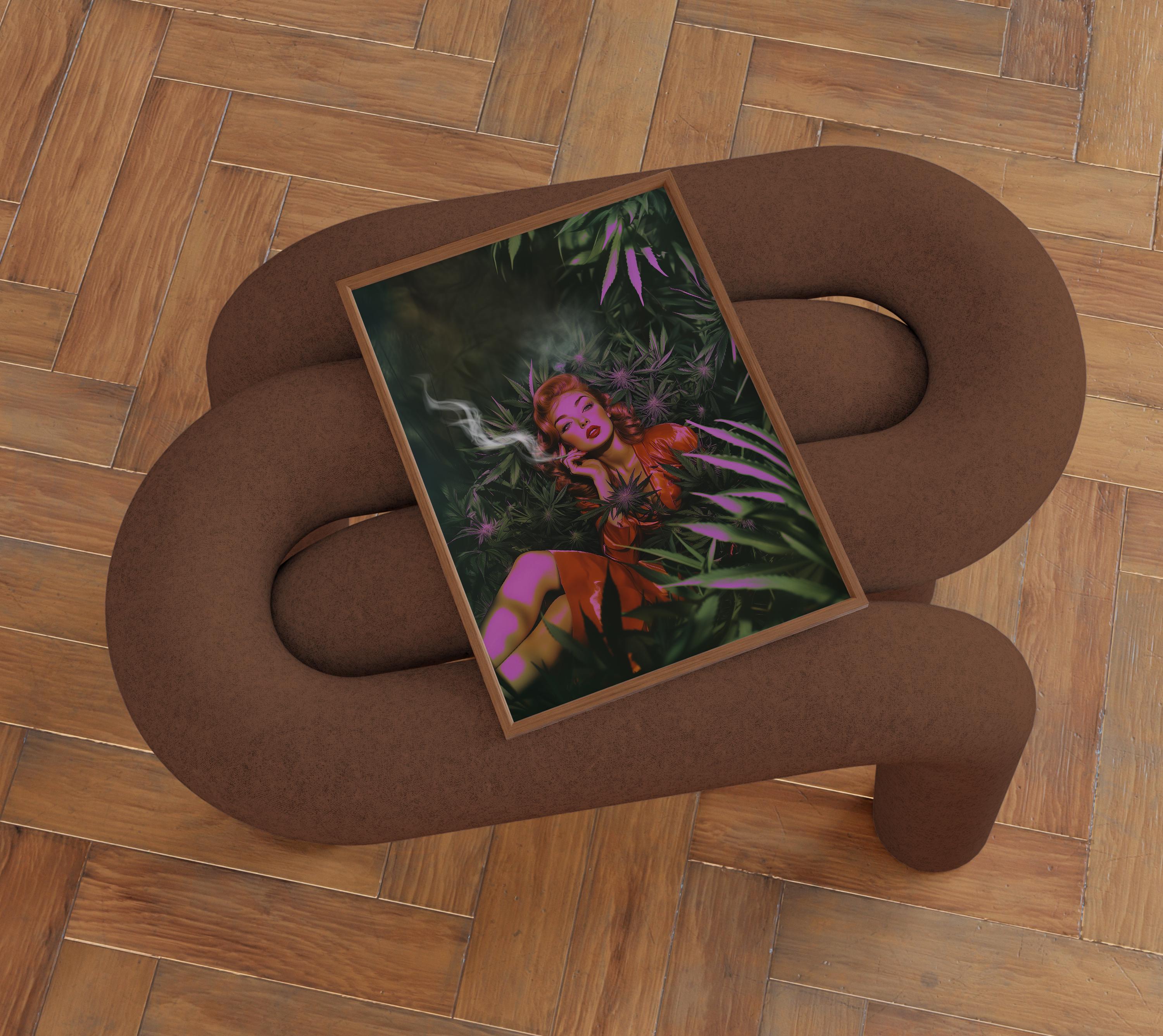 Surreal Vintage Cannabis Poster, Retro Futuristic Art Print image 3