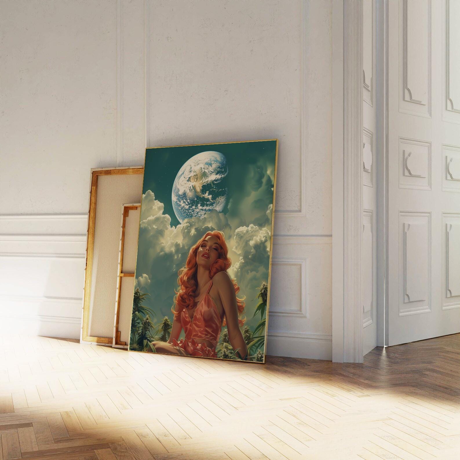 Surreal Cannabis Art Print: Retro Futuristic, Cosmic Woman image 5