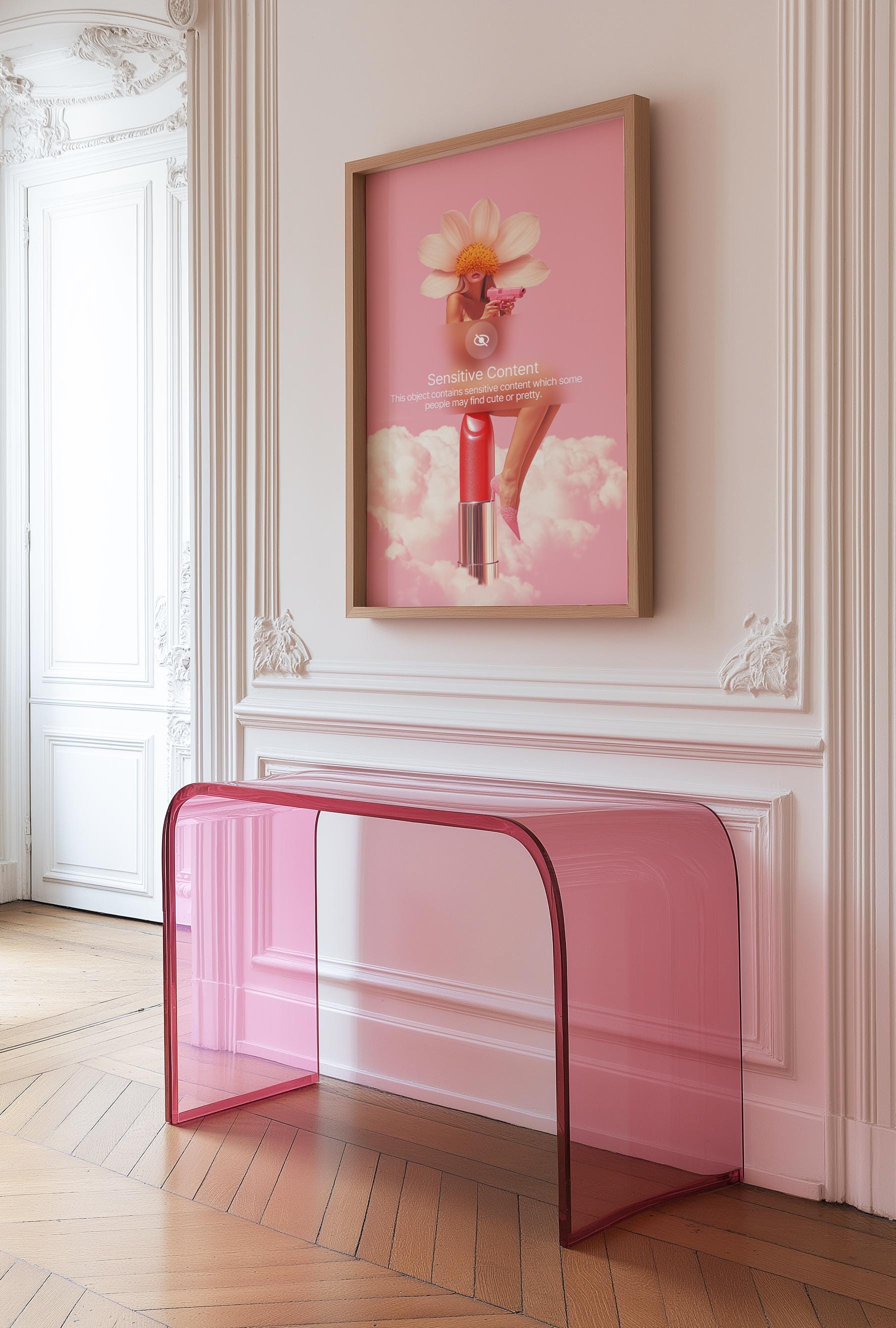 Surrealist Pink Art Print: Vintage Woman, Fantasy Dorm Decor image 7