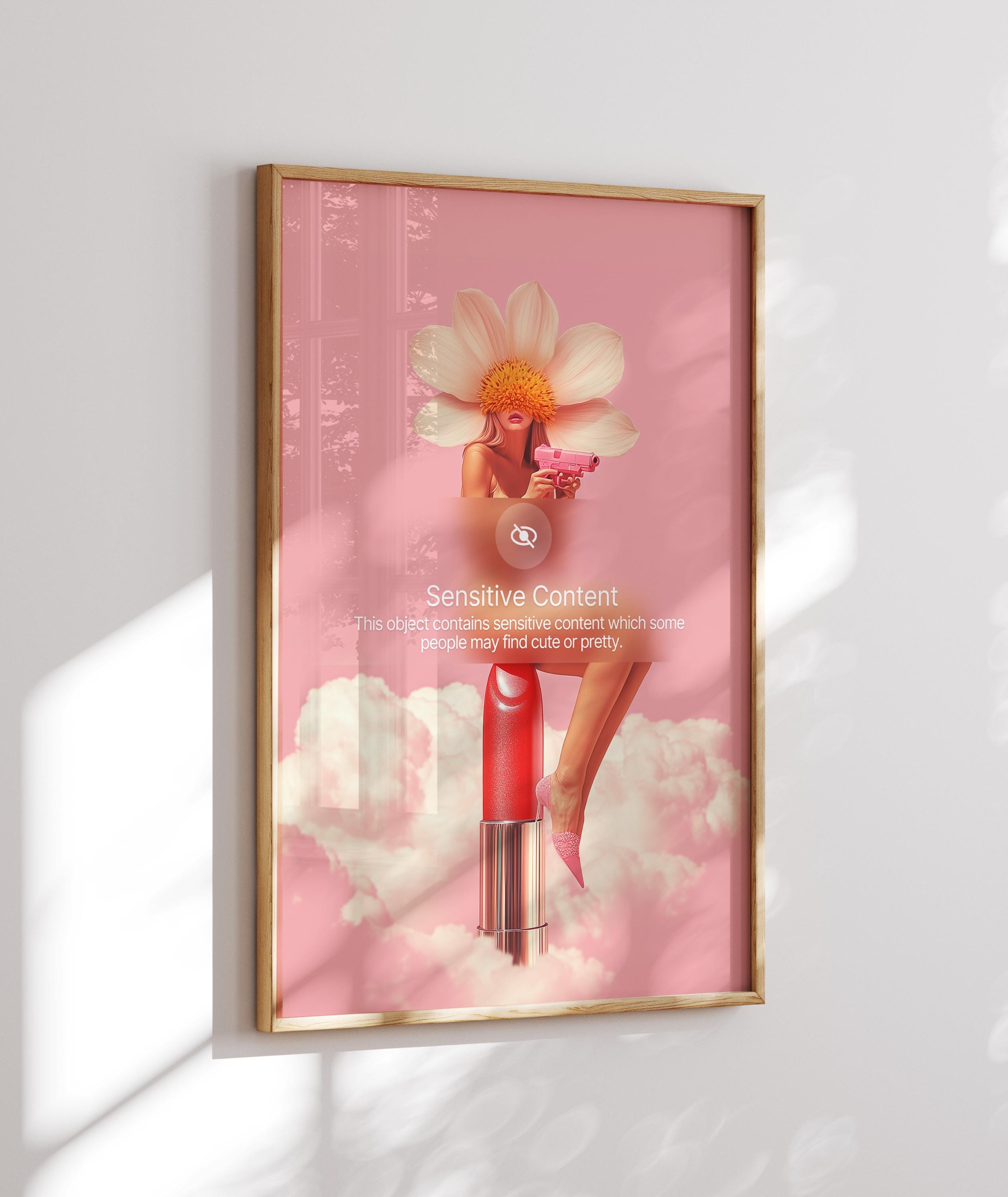 Surrealist Pink Art Print: Vintage Woman, Fantasy Dorm Decor image 2