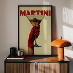 Retro Martini Cocktail Art Print: Red Glove Bar Cart Decor image 9