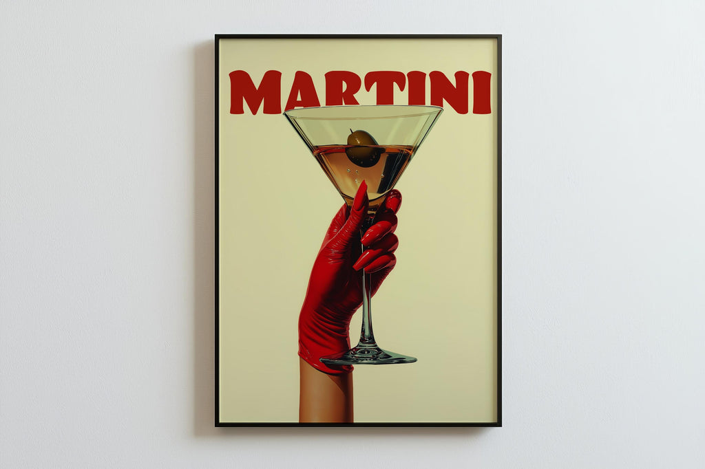 Retro Martini Cocktail Art Print: Red Glove Bar Cart Decor image 8