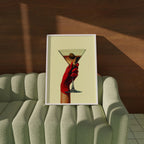Retro Martini Cocktail Art Print: Red Glove Bar Cart Decor image 3