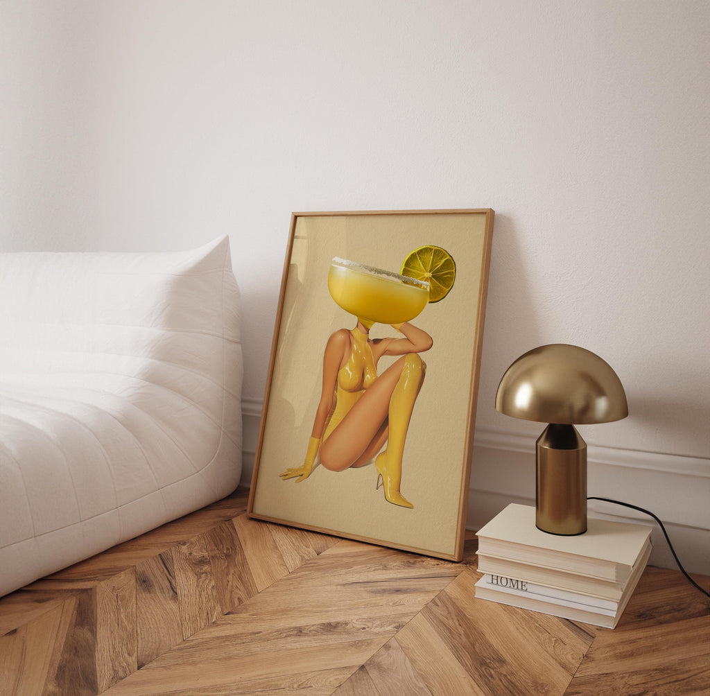 Retro Cocktail Wall Art: Margarita Bar Cart Decor image 6