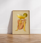 Retro Cocktail Wall Art: Margarita Bar Cart Decor - 5x7