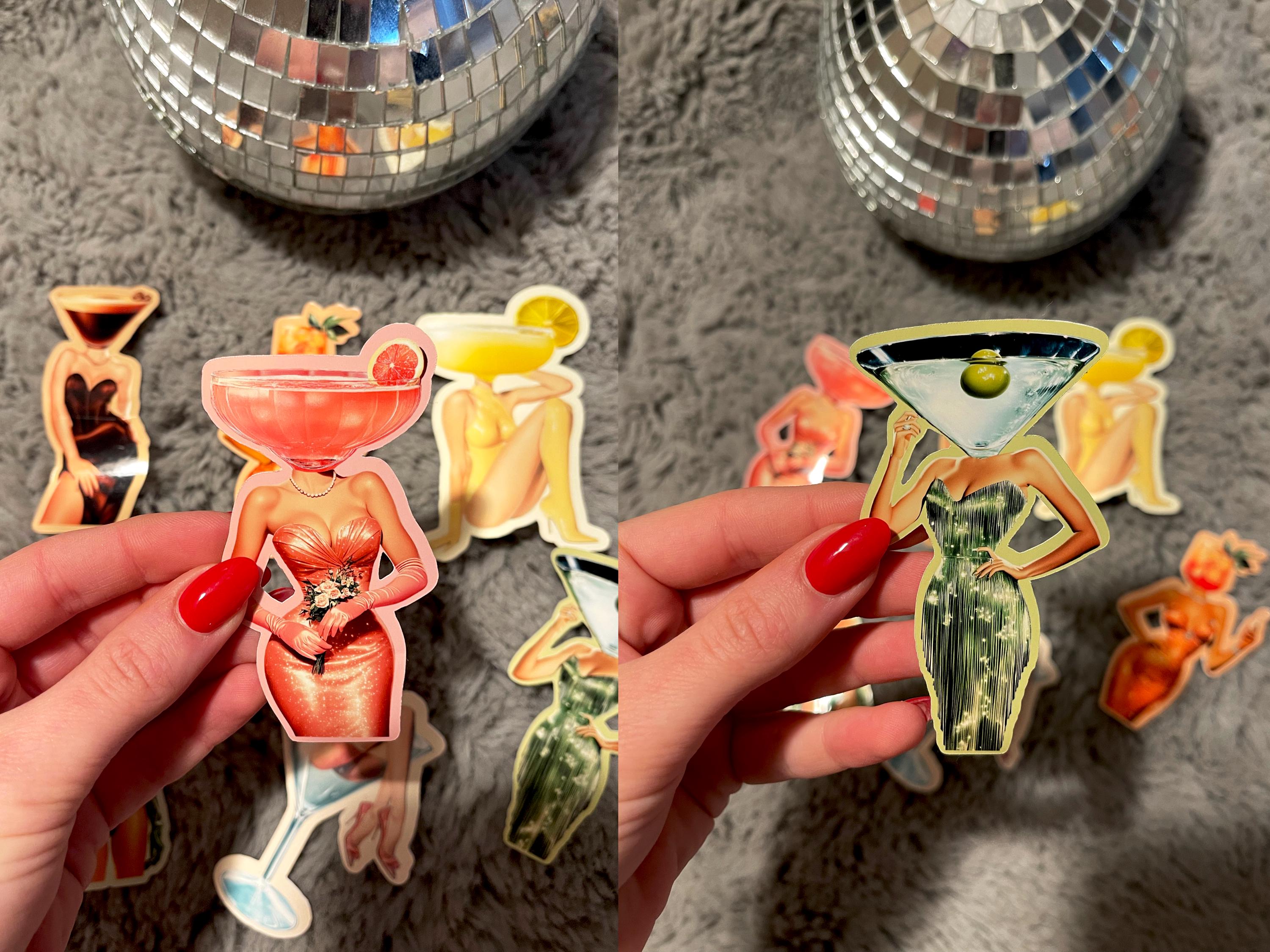 Cocktail Art Stickers, Junk Journal Supplies, Waterproof Funny Planner Stickers image 5 - Design 20