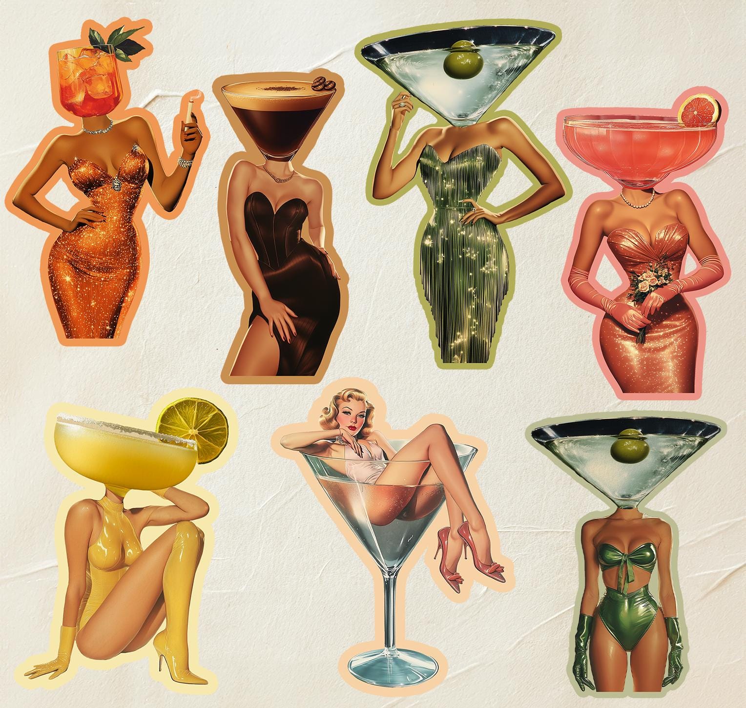 Cocktail Art Prints & Stickers: Martini, Espresso Martini, Retro Bar Decor image 5 - Design 18