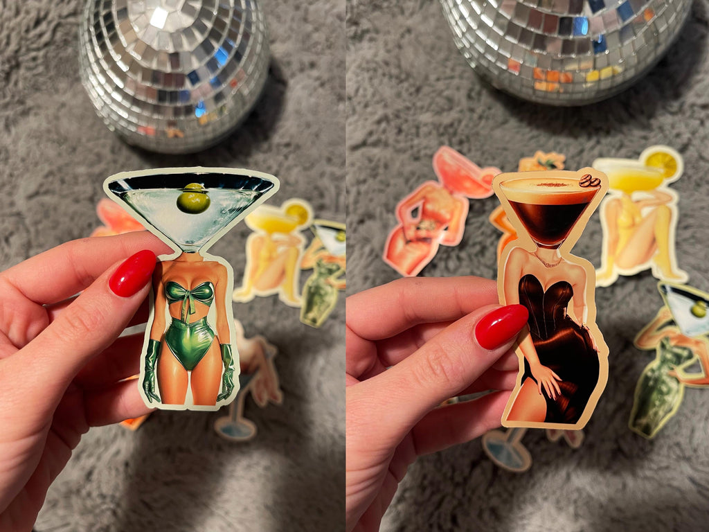 Cocktail Art Stickers, Junk Journal Supplies, Waterproof Funny Planner Stickers image 3 - Design 20