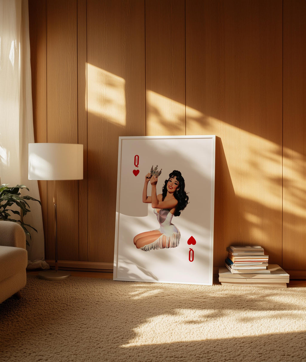 Queen of Hearts Pin-Up Playing Card Poster: Retro Dorm Decor image 3