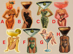 Cocktail Art Stickers, Junk Journal Supplies, Waterproof Funny Planner Stickers image 2